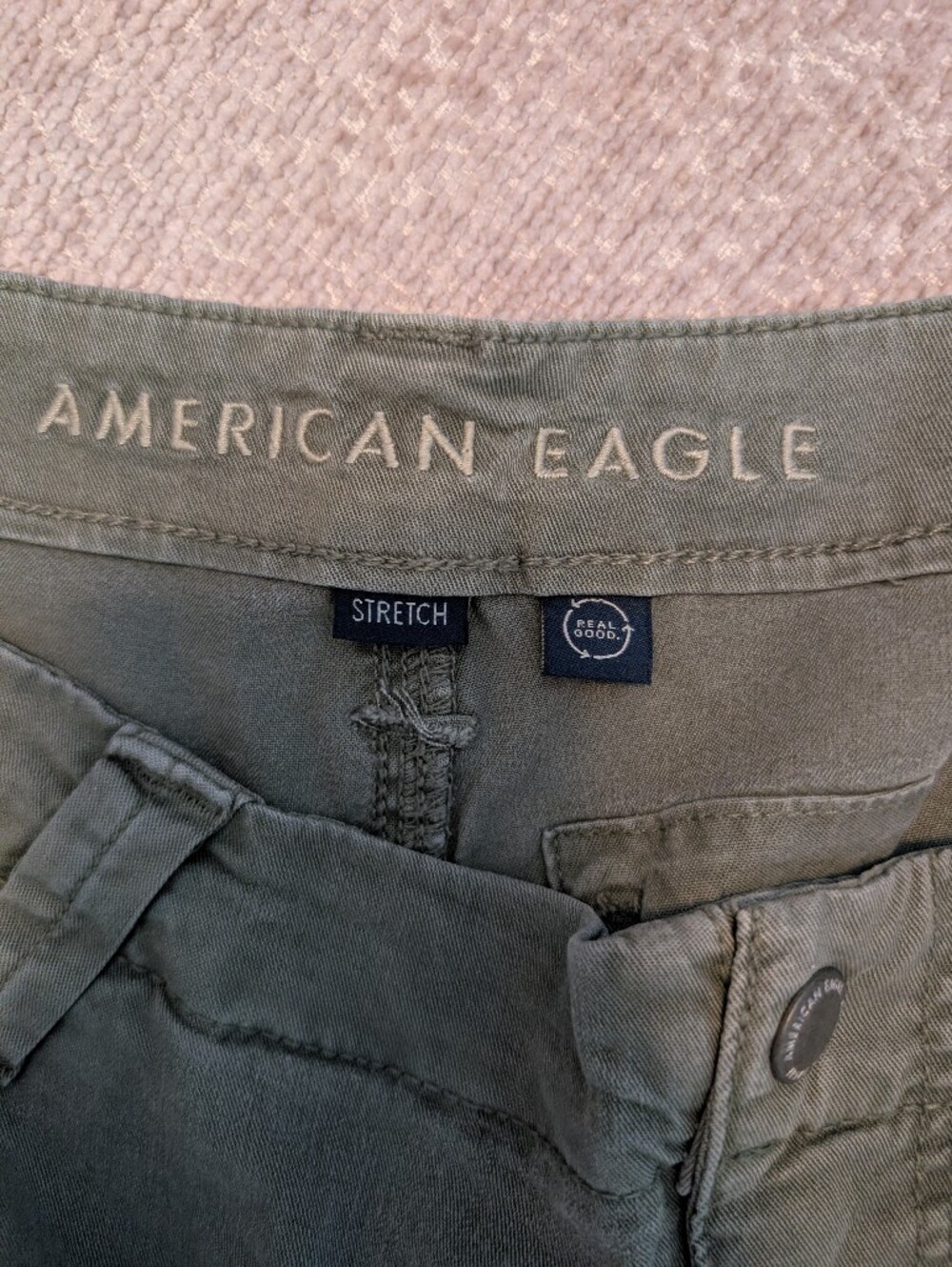 American Eagle Women's Sage Green Wide Leg Cargo Utility Stretch Streetwear Y2K - Picture 5 of 6